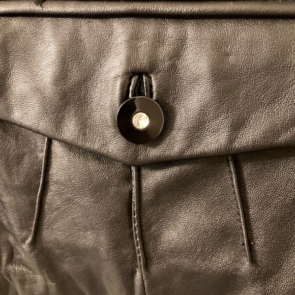 Genuine Leather Jacket w/ Rhinestone Buttons by Pamela McCoy. Size Large. Black - Picture 3 of 14